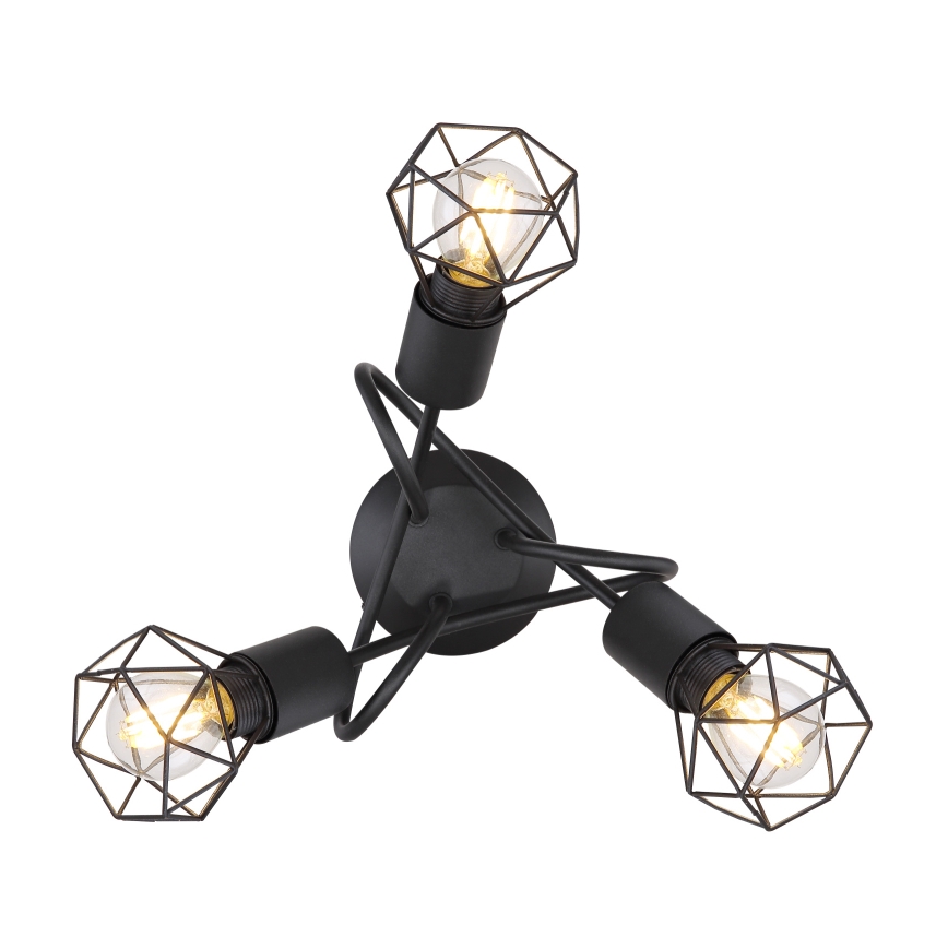 Globo - LED Nadgradni luster 3xE14/6W/230V crno