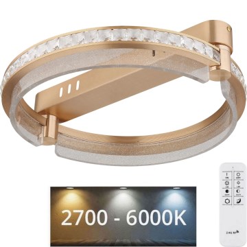 Globo - LED Prigušiva kristalna plafonjera LED/36W/230V 2700K-6000K + Daljinski upravljač