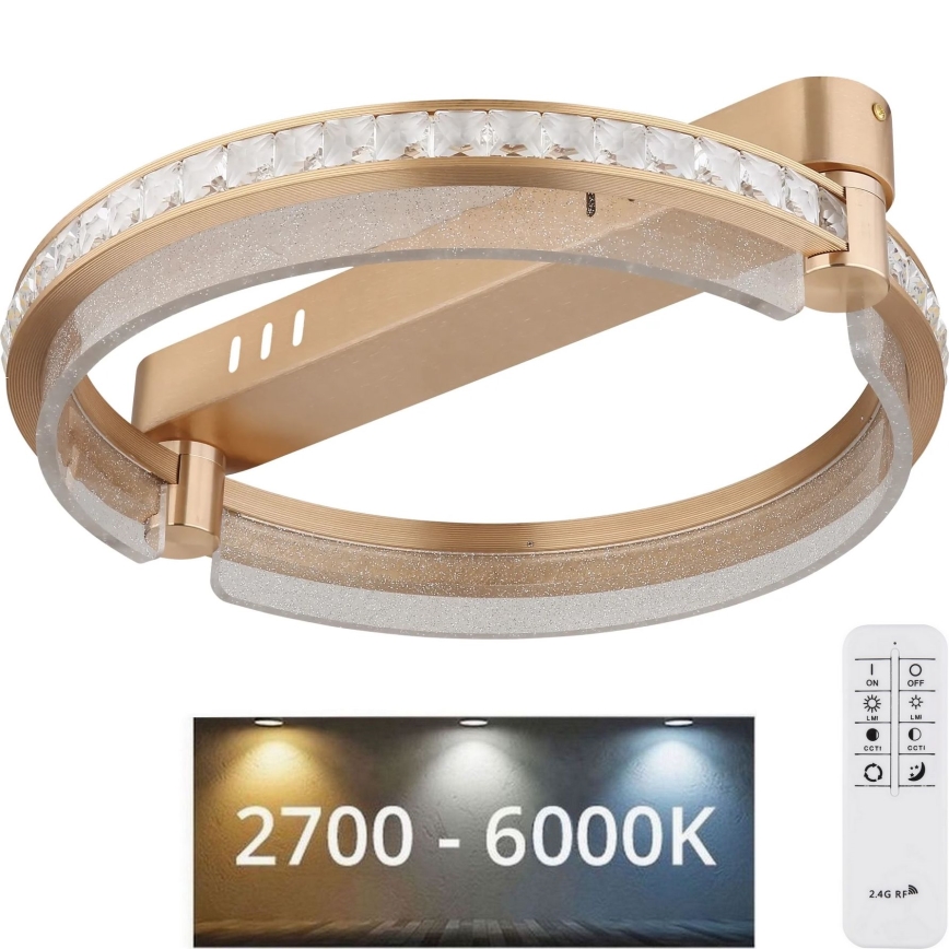 Globo - LED Prigušiva kristalna plafonjera LED/36W/230V 2700K-6000K + Daljinski upravljač