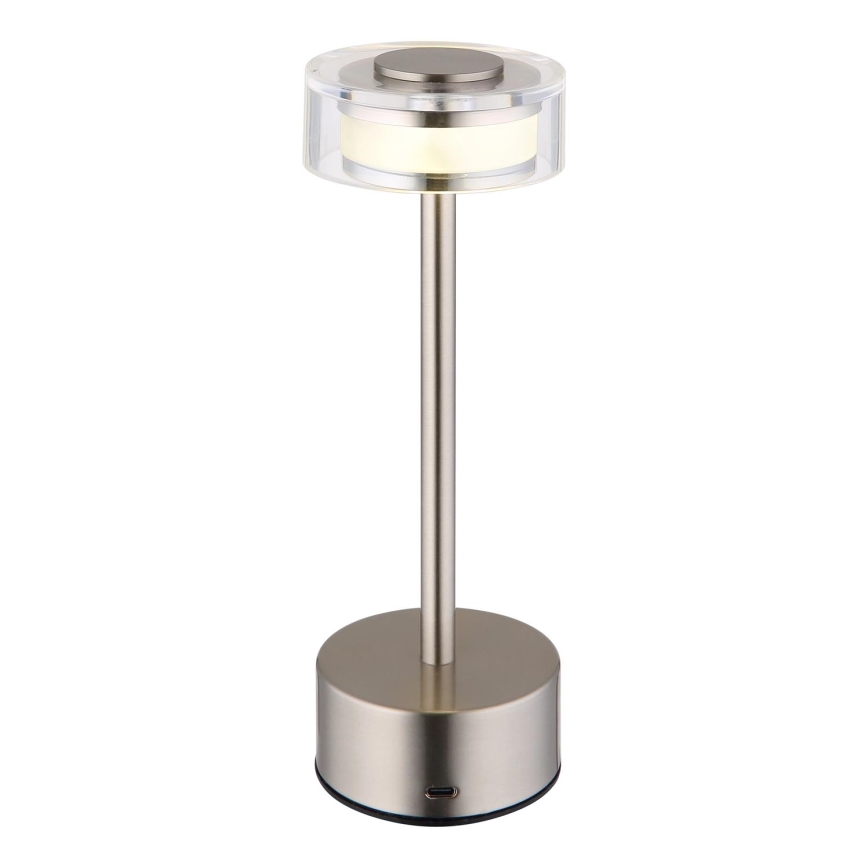Globo - LED Prigušiva punjiva dodirna stona lampa LED/2,5W/3,7V 2700/4000/6500K 1800mAh mat krom