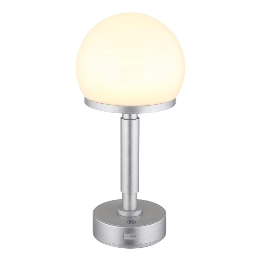 Globo - LED Prigušiva punjiva dodirna stona lampa LED/2,5W/5V 1800mAh 2800K srebrno