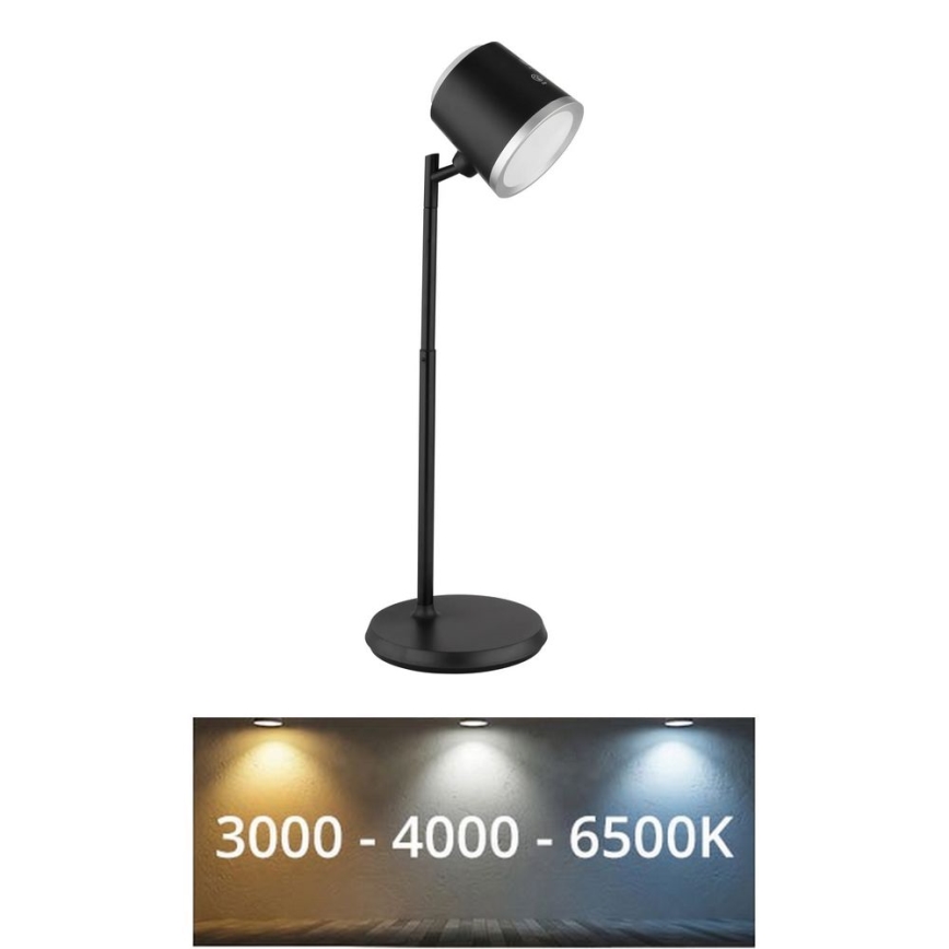 Globo - LED Prigušiva stona lampa na dodir 4u1 LED/6W/3,7V 3000K/4000K/6500K 1500 mAh USB crno