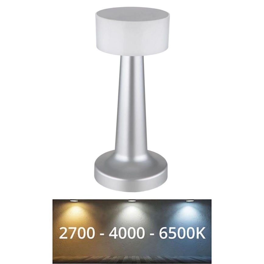 Globo - LED Prigušiva stona lampa na dodir LED/1W/3,7V 2700K/4000K/6500K 800 mAh USB mat krom