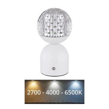 Globo - LED Prigušiva stona lampa na dodir LED/2,5W/3,7V 2700/4000/65000K 1800 mAh USB bela