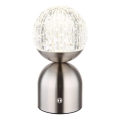 Globo - LED Prigušiva stona lampa na dodir LED/2,5W/3,7V 2700/4000/6500K 1800 mAh USB mat krom