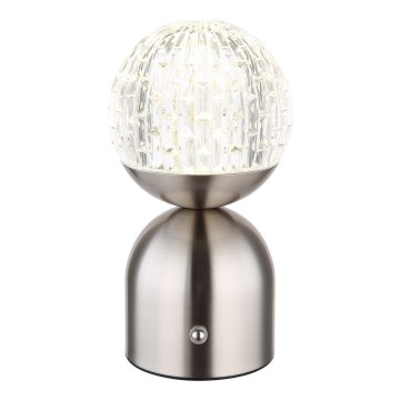 Globo - LED Prigušiva stona lampa na dodir LED/2,5W/3,7V 2700/4000/6500K 1800 mAh USB mat krom