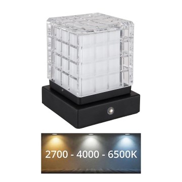 Globo - LED Prigušiva stona lampa na dodir LED/2,5W/3,7V 2700K/4000K/6500K 1800 mAh USB crno
