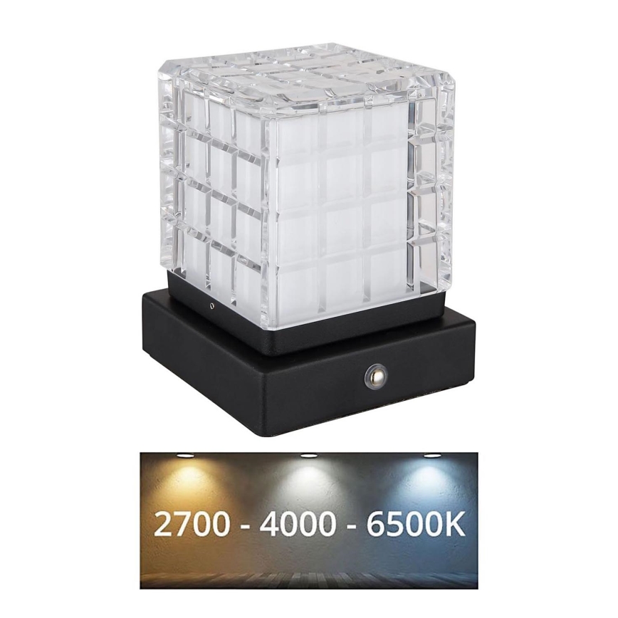 Globo - LED Prigušiva stona lampa na dodir LED/2,5W/3,7V 2700K/4000K/6500K 1800 mAh USB crno