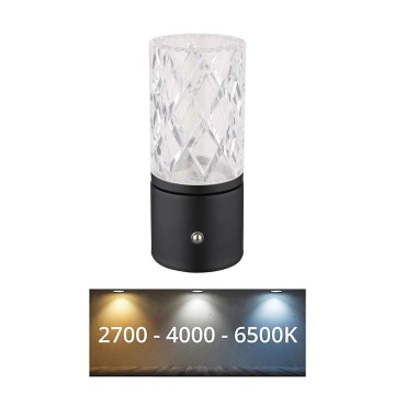 Globo - LED Prigušiva stona lampa na dodir LED/2,5W/3,7V 2700K/4000K/6500K 1800 mAh USB crno