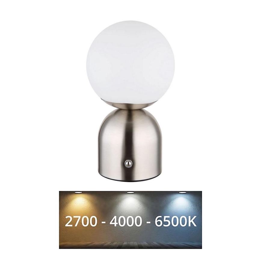 Globo - LED Prigušiva stona lampa na dodir LED/2,5W/3,7V 2700K/4000K/6500K 1800 mAh USB mat krom