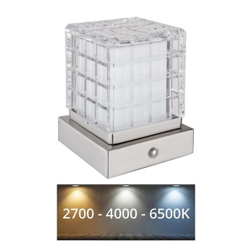 Globo - LED Prigušiva stona lampa na dodir LED/2,5W/3,7V 2700K/4000K/6500K 1800 mAh USB mat krom