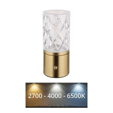 Globo - LED Prigušiva stona lampa na dodir LED/2,5W/3,7V 2700K/4000K/6500K 1800 mAh USB zlatna