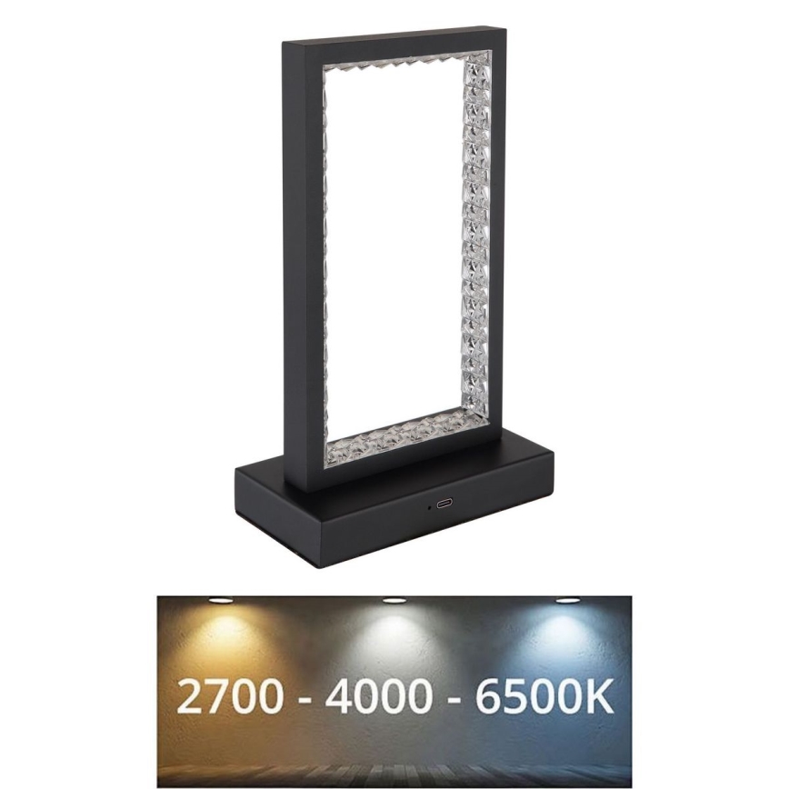 Globo - LED Prigušiva stona lampa na dodir LED/3W/3,7V 2700K/4000K/6500K 1800 mAh USB crno