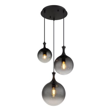 Globo - Luster na sajli 3xE27/10W/230V pr. 48 cm crno