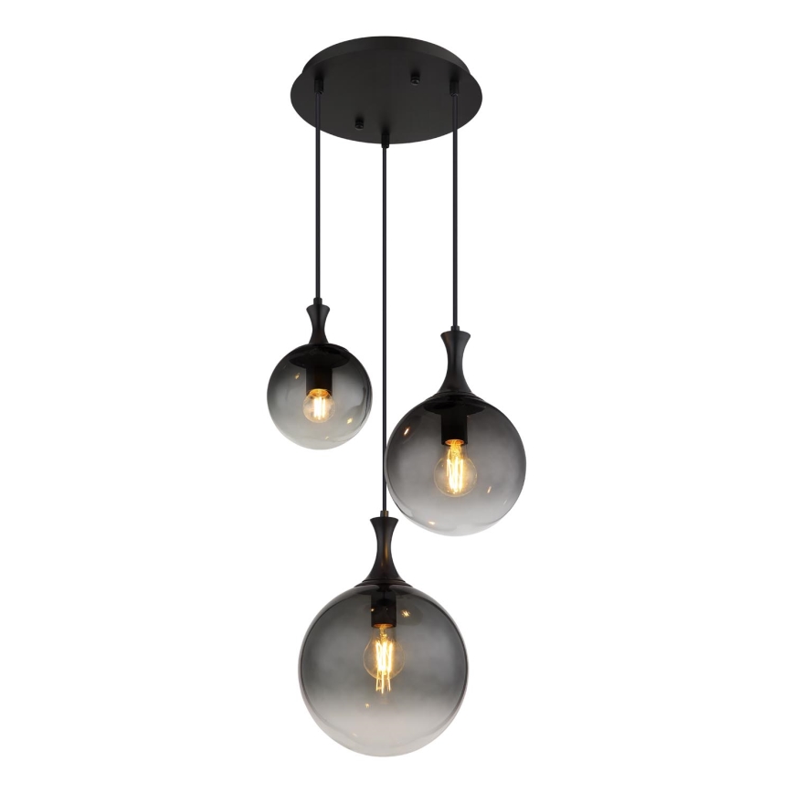 Globo - Luster na sajli 3xE27/10W/230V pr. 48 cm crno
