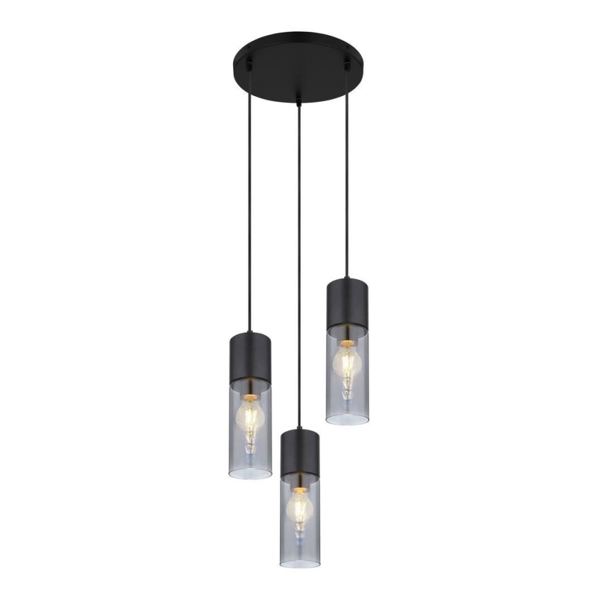 Globo - Luster na sajli 3xE27/25W/230V pr. 30 cm crno