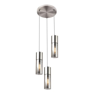 Globo - Luster na sajli 3xE27/25W/230V pr. 30 cm mat krom