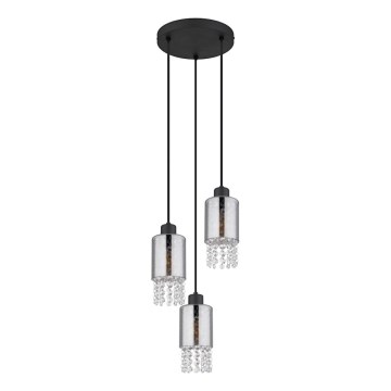 Globo - Luster na sajli 3xE27/40W/230V pr. 25 cm crno