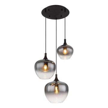 Globo - Luster na sajli 3xE27/40W/230V pr. 48 cm crno