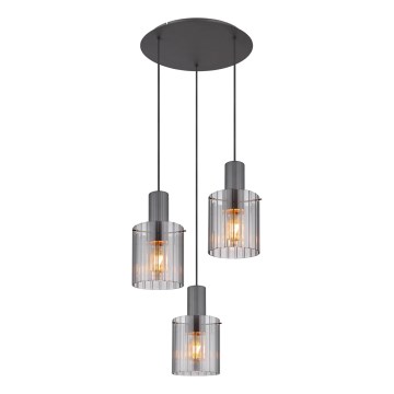 Globo - Luster na sajli 3xE27/40W/230V pr. 48 cm sivo