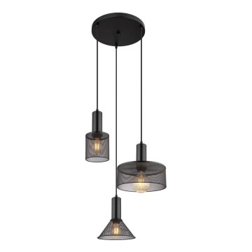 Globo - Luster na sajli 3xE27/60W/230V crno