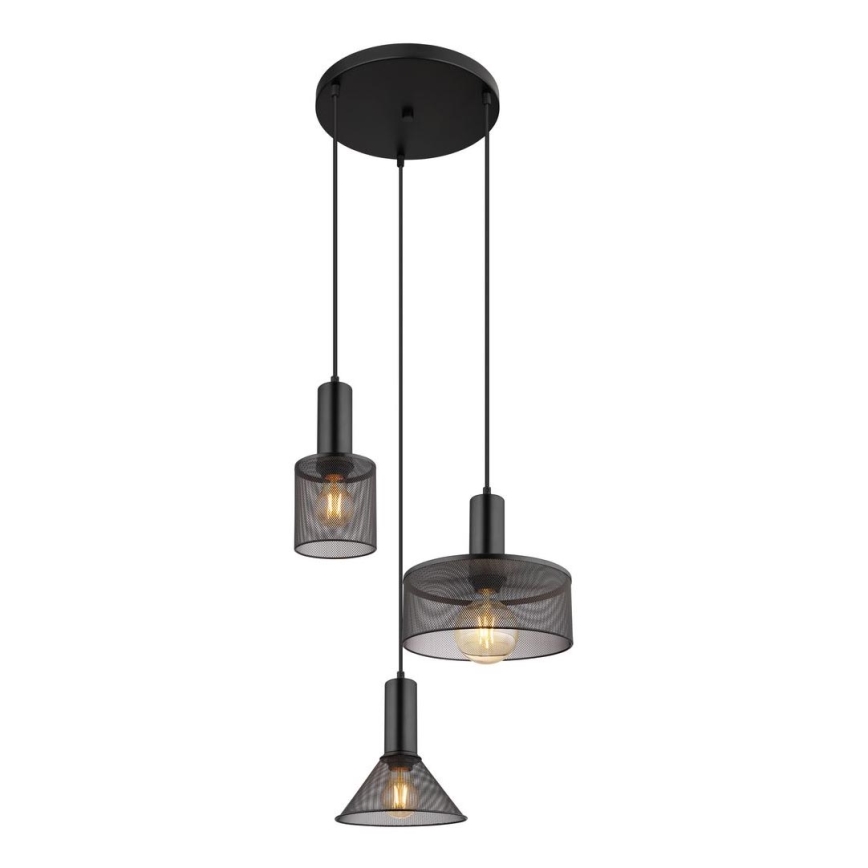 Globo - Luster na sajli 3xE27/60W/230V crno