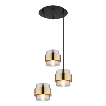 Globo - Luster na sajli 3xE27/60W/230V crno/mesing