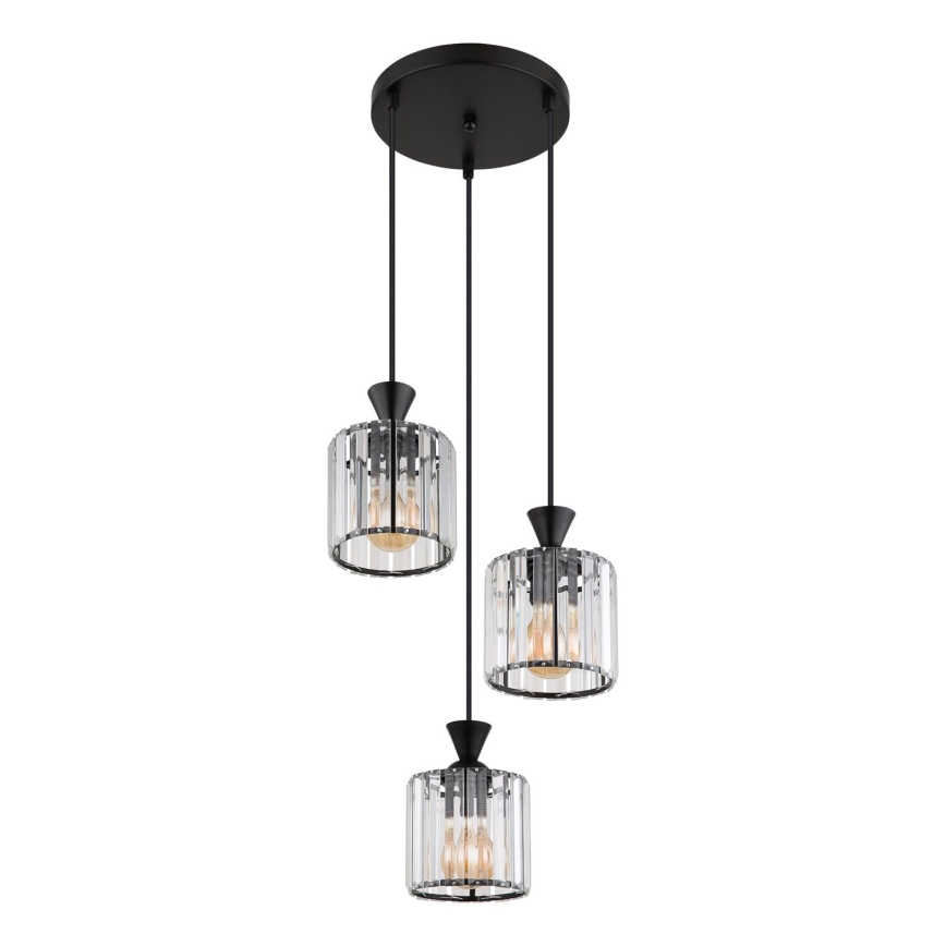 Globo - Luster na sajli 3xE27/60W/230V pr. 32 cm crno