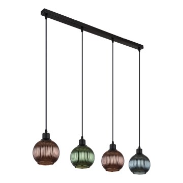 Globo - Luster na sajli 4xE27/25W/230V bakreno/zelena/plava