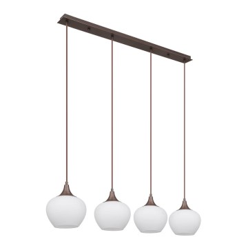 Globo - Luster na sajli 4xE27/40W/230V bela/braon