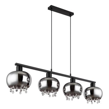 Globo - Luster na sajli 4xE27/9W/230V crno