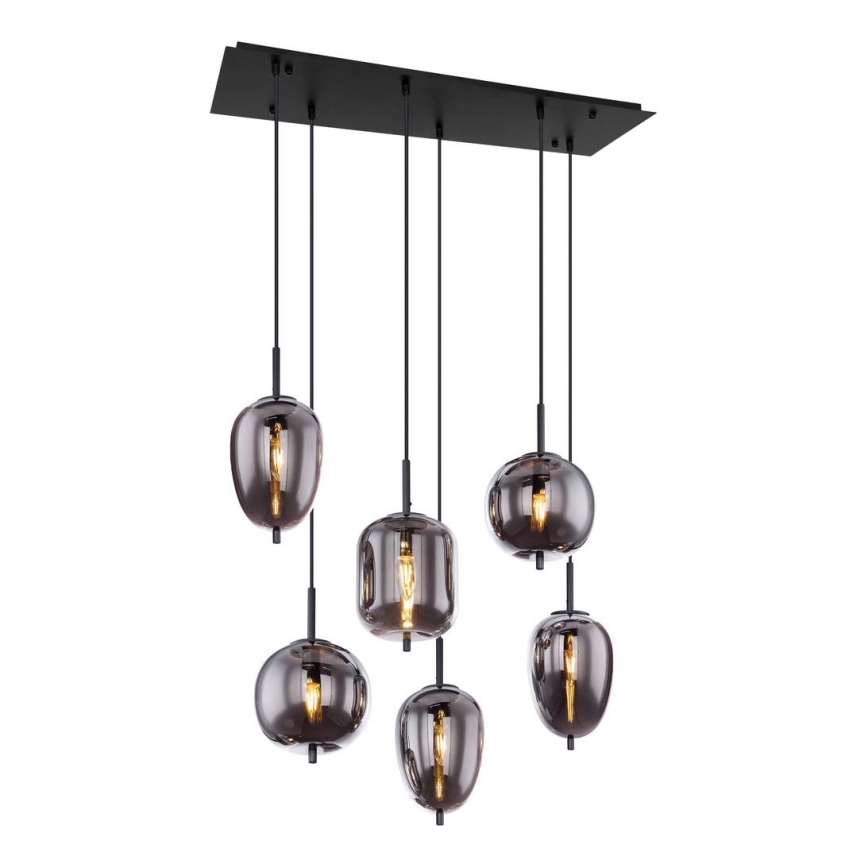 Globo - Luster na sajli 6xE14/40W/230V crno
