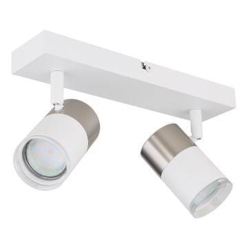 Globo - Reflektorska lampa 2xGU10/25W/230V bela/mat krom