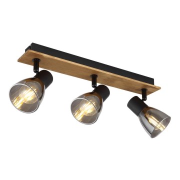 Globo - Reflektorska lampa 3xE14/40W/230V crno/drvo