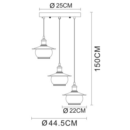 Globo - Viseća lampa 3xE27/60W/230V