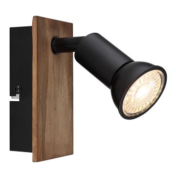 Globo - Zidna reflektorska lampa 1xGU10/35W/230V drvo/crno