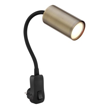 Globo - Zidna spot lampa za utičnicu 1xGU10/25W/230V crno/mesing
