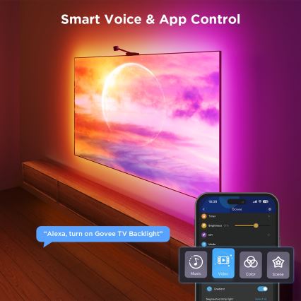 Govee - Backlight 3S Netflix TV 55-65" SMART LED sa pozadinskim osvetljenjem RGBICW Wi-Fi + Daljinski upravljač