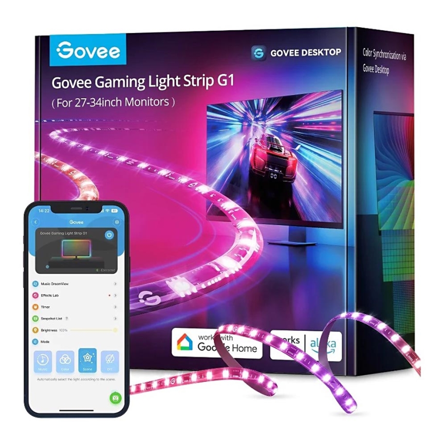 Govee - Dreamview G1 Smart LED RGBIC pozadinsko osvjetljenje monitora 27-34" Wi-Fi