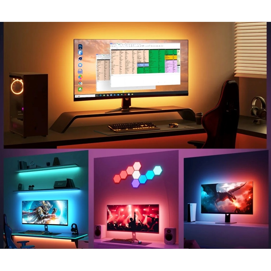 Govee - Dreamview G1 Smart LED RGBIC pozadinsko osvjetljenje monitora 27-34" Wi-Fi