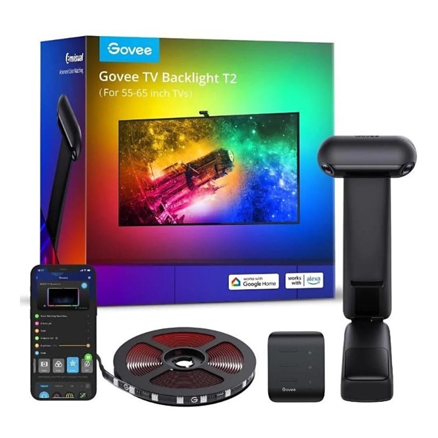 Govee - DreamView T2 DUAL TV 55-65" SMART LED sa pozadinskim osvetljenjem RGBIC Wi-Fi + Daljinski upravljač