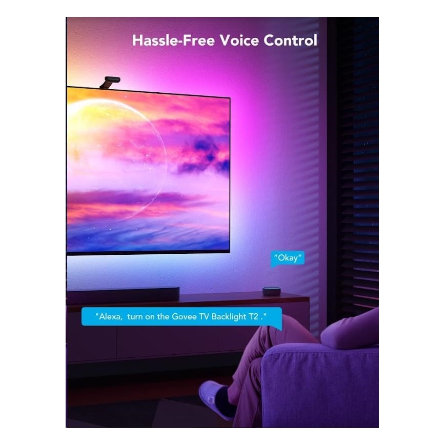Govee - DreamView T2 DUAL TV 55-65" SMART LED sa pozadinskim osvetljenjem RGBIC Wi-Fi + Daljinski upravljač