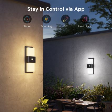 Govee - LED RGBIC Prigušiva spoljna zidna lampa sa senzorom LED/230V IP65 2700-6500K Wi-Fi
