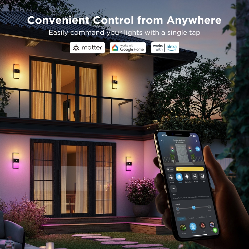 Govee - LED RGBIC Prigušiva spoljna zidna lampa sa senzorom LED/230V IP65 2700-6500K Wi-Fi
