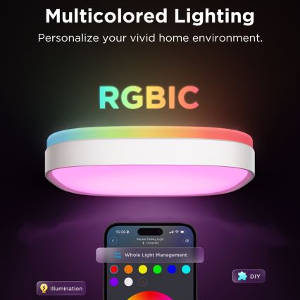 Govee - LED RGBIC Prigušiva plafonjera LED/24W/230V 2700-6500K Wi-Fi