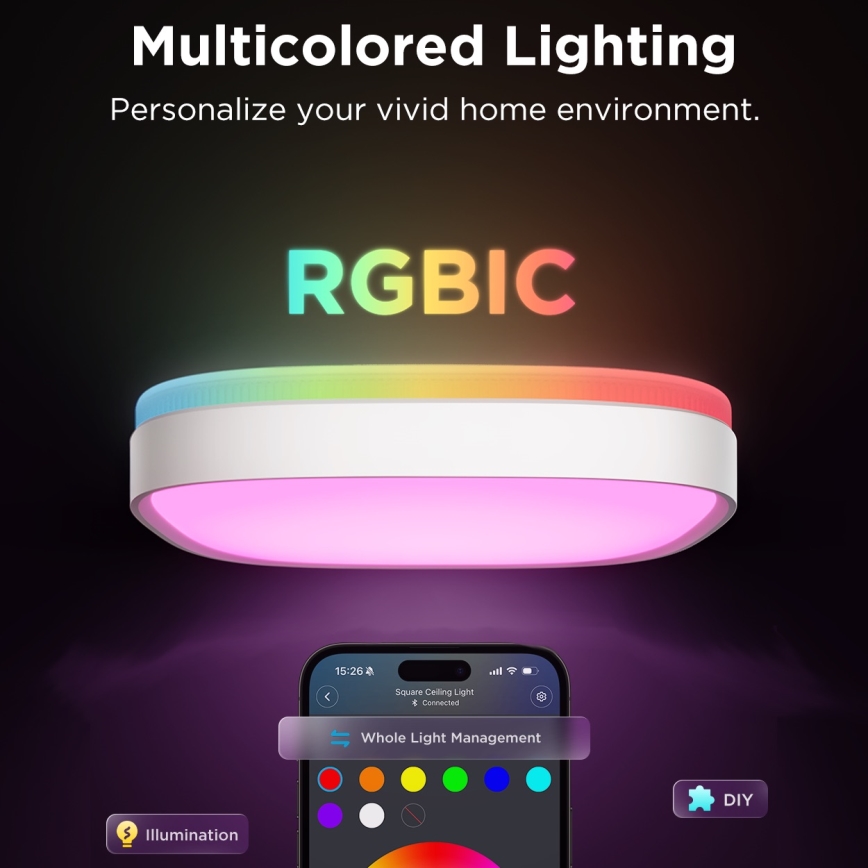 Govee - LED RGBIC Prigušiva plafonjera LED/24W/230V 2700-6500K Wi-Fi