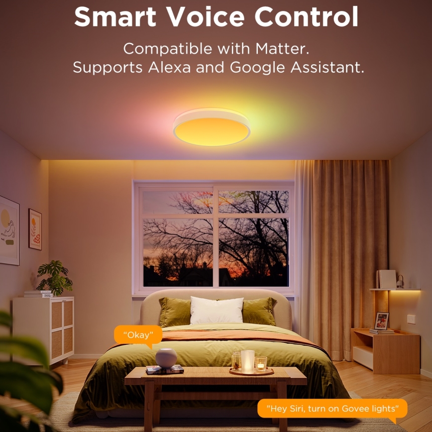 Govee - LED RGBIC Prigušiva plafonjera LED/49W/230V 2700-6500K Wi-Fi