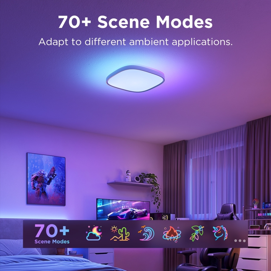 Govee - LED RGBIC prigušiva stropna svetiljka LED/24W/230V 2700-6500K Wi-Fi 30x30 cm