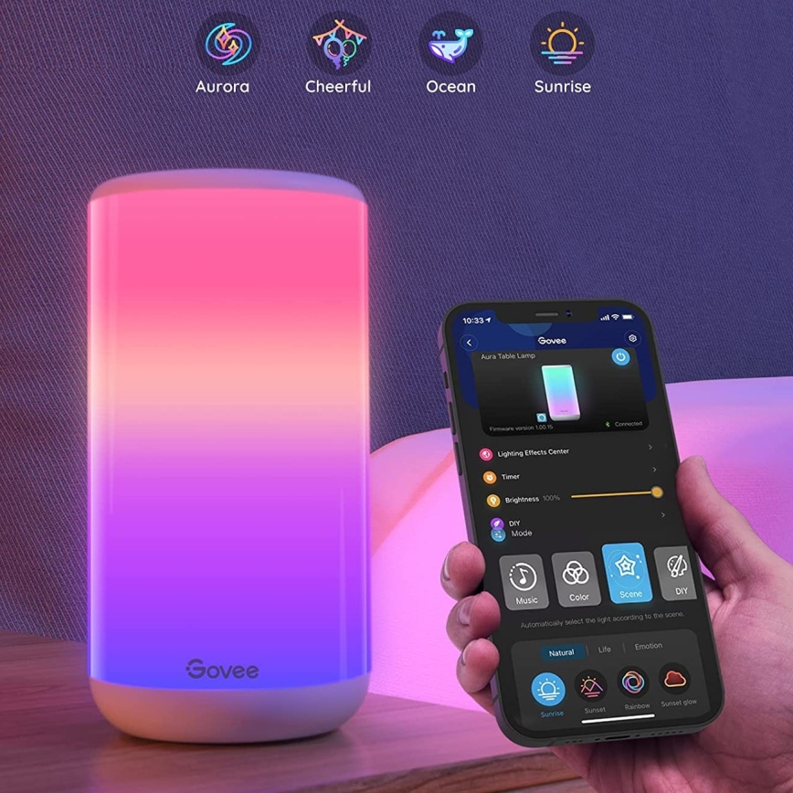 Govee - LED RGBIC Prigušiva stona lampa AURA 2 2200-6500K Wi-Fi Matter