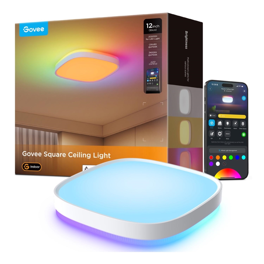 Govee - LED RGBIC prigušiva stropna svetiljka LED/24W/230V 2700-6500K Wi-Fi 30x30 cm